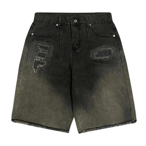 Vente en gros de shorts en jean délavés à l'acide pour hommes, coupe ample, 100% coton, dernière mode Baggy Streetwear, shorts en jean - Product Image 1