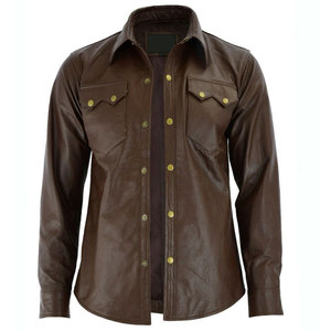 New Design Light Weight High Quality Wholesale 2024 and 2025 Men Best Design <b>Leather</b> Material <b>Leather</b> <b>Shirt</b> for Men - Product Image 4