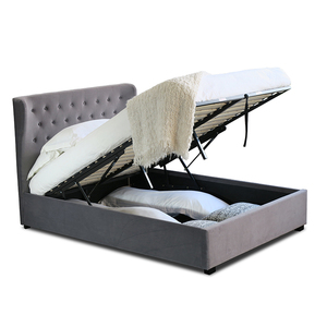 Kensington Ottoman <b>Bed</b> <b>Frame</b> High Quality Blue Velvet With Modern Design MDF and Plywood Panel Type Lift Storage King Size - Product Image 3
