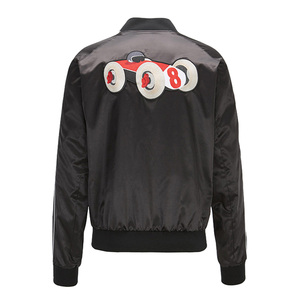 Custom Winter Casual Solid Stand Collar Dyed Satin Varsity Baseball Bomber Jacket Unisex Street Style - Product Image 5