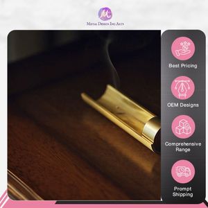 ที่ใส่ธูปทองเหลืองผ้าซาตินเนื้อแข็งหรูหราออกแบบด้วยมือสีทองสำหรับการตกแต่งภายในและบ้าน - Product Image 5