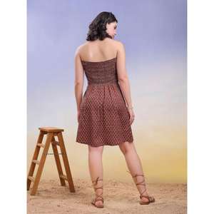 Mujeres Paisley fuera del hombro sin mangas mini longitud vestido casual - Product Image 4