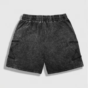 Premium Cotton Fleece Black Acid <b>Wash</b> Shorts for Men Relaxed Fit Comfortable Casual Sports Workout Daily Wear Lightweight Shorts - Product Image 3