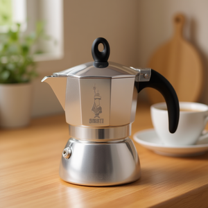 Cafetera Moka de aluminio para inducción de 4 tazas en cromo y negro 0006934 - Product Image 3