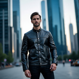 Vêtements d'extérieur Letterman broderie patchs vestes hommes vache mouton Streetwear cuir moto vestes Letterman cuir manteau hommes - Product Image 5