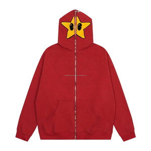 Sudaderas con capucha de diseño más nuevo para hombres Lavado ácido 100% Algodón Bordado Logo Cremallera completa Sudaderas con capucha de hombro caído de gran tamaño para hombres - Product Image 3