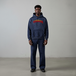 Survêtement d'hiver pour homme sur mesure OEM, streetwear, lavé, logo brodé personnalisé, imprimé, 100% coton molletonné, coupe régulière - Product Image 2