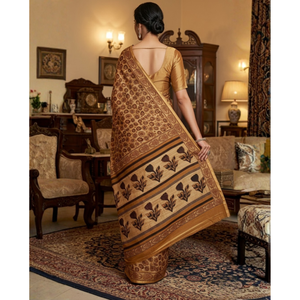 Sari étnico Chanderi con bordado y blusa, de seda suave y pesada, estilo pakistaní y Bollywood para Salwar Kameez - Product Image 3