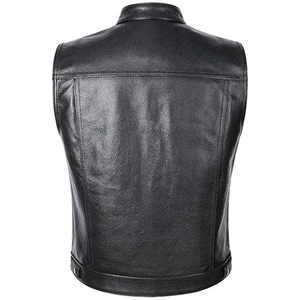 Gilet d'hiver pour homme en cuir véritable, style cowboy/western, coupe moderne, design superposé élégant, imperméable et respirant - Product Image 2