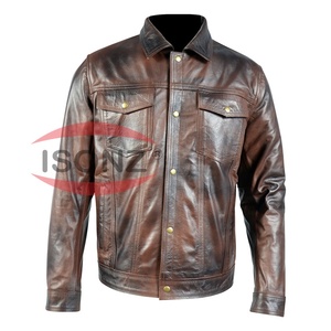 Veste en cuir pour homme, sur mesure, OEM, tendance, marron foncé, bicolore - Product Image 1