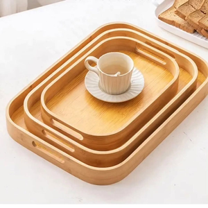 Plateau en bois artisanal de qualité supérieure, fabriqué par les meilleurs artisans |   Assiette de service en bois naturel écologique pour la maison, l'hôtel et le restaurant - Product Image 3