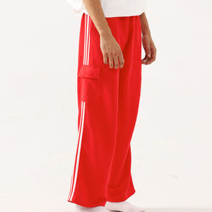 Pantalones de chándal acampanados de forro polar medio para hombre con logo personalizado, estilo casual, holgados, para exteriores, con rayas laterales, estilo hip hop, de corte oversize y holgado. - Product Image 3