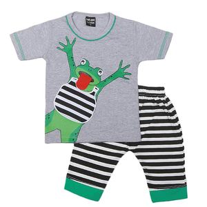 <b>Boys</b> Half Sleeves 2 Pcs <b>Suit</b> - <b>Grey</b> - Product Image 1
