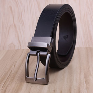 Ceinture en cuir de vachette formelle pour homme avec boucle en alliage à épingle de forme rectangulaire carrée - Product Image 3