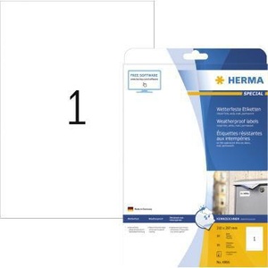 Herma Premium Universal White Paper Labels 210x297mm Non-Removable 25 Labels/Pack Office Use - Product Image 1