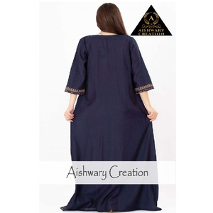 Cotton Abaya for Women Comfortable Modest Daily Maxi Dress Long Sleeve Embroidered Neck Islamic Clothing Muslim <b>Kaftan</b> <b>Plus</b> <b>Size</b> - Product Image 2