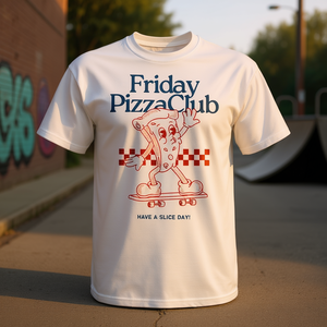 Camiseta Retro Cool Friday Pizza Club con Estampado de Pizza y Estilo Vintage para Skateboarding, Promocional con Diseño de Baloncesto - Product Image 3