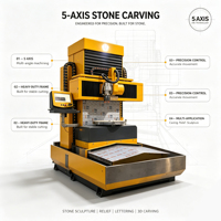 Machine de gravure sur pierre CNC à 5 axes verticaux avec commande PLC et fonctionnement automatique pour la sculpture 3D du marbre et du granit