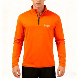 Lightweight Men's Long Sleeve Knitted 1/4 Quarter Zip Pullover Polyester Fishing Hiking Active Athletic T Shirts - Product Image 2
