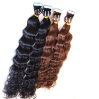 Extensions de cheveux humains vierges en gros, style Yaki russe, double trame, double tirage européen, à bandes adhésives