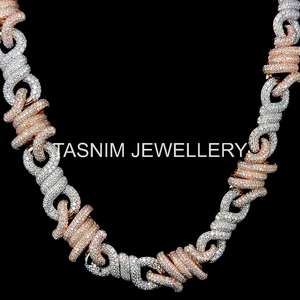 Collar de Cadena de Eslabones de Plata de Ley Duradera con Dije, Moissanita Certificada de Corte Brillante, Chapado en Plata, Estilo Hiphop Cristiano Unisex - Product Image 3