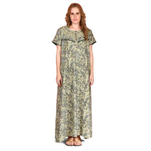 Camisón Evolve Alpine Casual de Longitud Completa con Bolsillo Lateral, Bordado en el Escote, Tejido Suave, Cierre Elástico en la Cintura, Estilo Adorable - Product Image 3