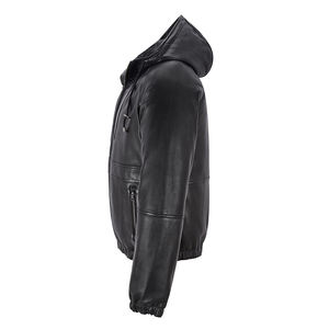 แจ็กเก็ตหนัง PU ลำลองของผู้ชาย2022มีฮู้ดเข้ารูปและกันลมสไตล์แฟชั่นใหม่ - Product Image 4