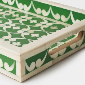 Cadeaux spéciaux EID Plateau de service Plateau en résine et incrustation d'os pour hôtels et fournitures de restaurant avec plateau de portions de la meilleure qualité - Product Image 1