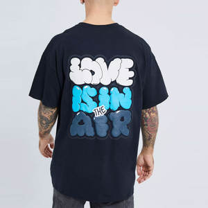 เสื้อยืดพิมพ์ลายพัฟผ้าฝ้าย100% โอเวอร์ไซส์สำหรับผู้ชายเสื้อยืดโอเวอร์ไซส์ผ้าคอตตอนเนื้อนุ่มและระบายอากาศได้ดี - Product Image 2