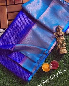 Sari en soie original Minakari avec bordure lourde en zari et travail de tissage lourd pour les femmes, fête, festival, vêtements indiens et pakistanais - Product Image 3