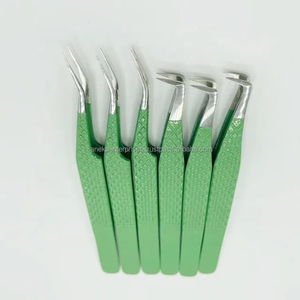 Pinzas para Extensión de Pestañas de Acero Inoxidable Antiestáticas y Antimagnéticas con Punta Puntiaguda Verde Claro, Mango Cómodo, Logotipo Personalizado - Product Image 2
