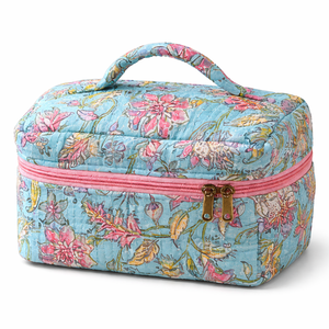 กระเป๋าเครื่องสำอางผ้าฝ้ายวินเทจแบบมีซิป ปิดสนิท เป็นมิตรกับสิ่งแวดล้อม กันน้ำ ทนทาน สำหรับใส่เครื่องสำอางและอุปกรณ์อาบน้ำ - Product Image 1