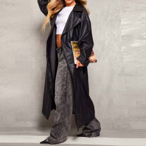 Trench-coat en cuir imperméable et respirant à la mode moderne Veste longue en cuir véritable pour femmes Manteau matelassé personnalisé pour femmes - Product Image 2