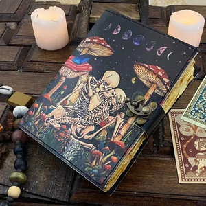 Crâne Amoureux Grimoire Journal relié en cuir Livre de sorts vierge des ombres Sorcière wiccan Journal livre des amoureux cadeau pour Halloween - Product Image 3