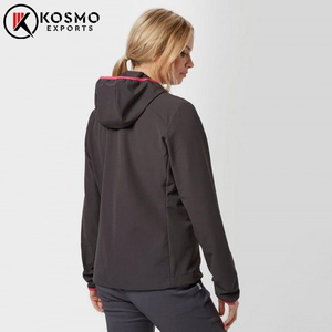 Chaqueta Softshell cómoda para mujer al por mayor con logotipo personalizado, transpirable, nuevo estilo, método de tejido con forro de nailon - Product Image 2