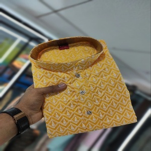 Kurta pyjama pour homme en soie thaïlandaise fantaisie avec travail de Lucknowi, exportateur et fournisseur indien de Surat à prix avantageux - Product Image 1