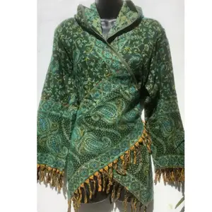 2024 Bestsellers Handgemaakte Paisley Capuchon Crossover Wrap/Jas/Vest Boho Hippie Festival Mode Winter Wollen Jassen