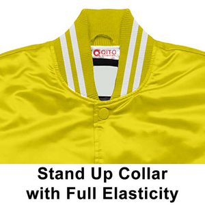 Blouson aviateur universitaire pour hommes sur pied doublé en satin Letterman étiquettes de logos de broderie personnalisables service OEM disponible - Product Image 3