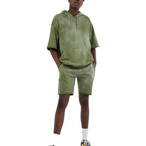 Offre Spéciale survêtement d'été pour hommes élégant coton lavé à l'acide Logo personnalisé respirant poids lourd deux pièces ensemble-t-shirt et short - Product Image 1