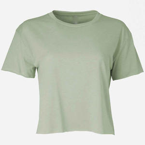 Top court à col rond pour femmes T Shirts Crop Top respirant et ajusté T Shirts T-shirt en coton vierge avec impression Lady Short Tops - Product Image 6