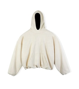 Diseño personalizado de talla grande hombro caído lavado ácido en relieve 100% algodón Fleece distress diseño único capucha recortada Sudadera con capucha para hombres - Product Image 1