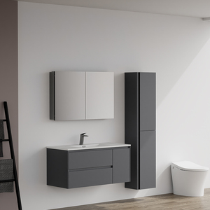 Meuble de salle de bain européen écologique résistant à l'eau pour hôtel, vente en gros, 1200 mm, armoire MFC, tiroir DTC, lavabo monobloc brillant - Product Image 6