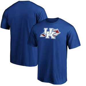 Kentucky Wildcats <b>UK</b> Logo State Outline T-Shirt Royal Blue 100% Cotton Printed Plus Size Casual <b>Fan</b> Gear - Product Image 1