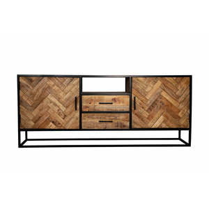 Gabinetes de almacenamiento de barra de hierro de madera maciza de mango más vendidos, aparador con patrón de espiga para cocina, hotel al aire libre, versátil - Product Image 2