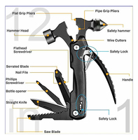 Ensemble d'outils multi-usages de poche 12 en 1 pour le camping et la survie, sans fil, avec tournevis, ouvre-bouteille, marteau, pince, coupe-fil, avec boîte