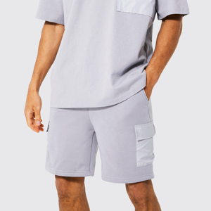 Conjunto de ropa deportiva de verano para hombre con logotipo personalizado, ropa deportiva informal de algodón para correr, camisa de punto sólido, pantalones cortos, conjunto corto personalizado para - Product Image 2