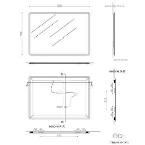 Éclairage LED intégré, miroir à bords sablés 100x70 - Product Image 4