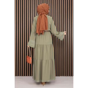 Conjunto de Dos Piezas con Encaje Verde Oliva, Top Corto Informal para Mujer, Falda con Estampado Sólido, Corte Ajustado para Primavera/Verano/Otoño - Product Image 5