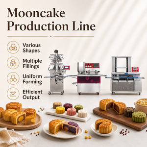Ligne de production industrielle de machines automatiques haute performance pour la fabrication de gâteaux de lune, biscuits fourrés, gâteaux à l'ananas, et croquettes OEM&ODM - Product Image 2