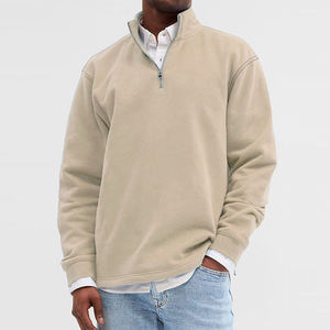 Sweat-shirt à demi-zip oversize pour homme 2026 Basics, vêtement décontracté à manches longues, logo personnalisé - Product Image 4